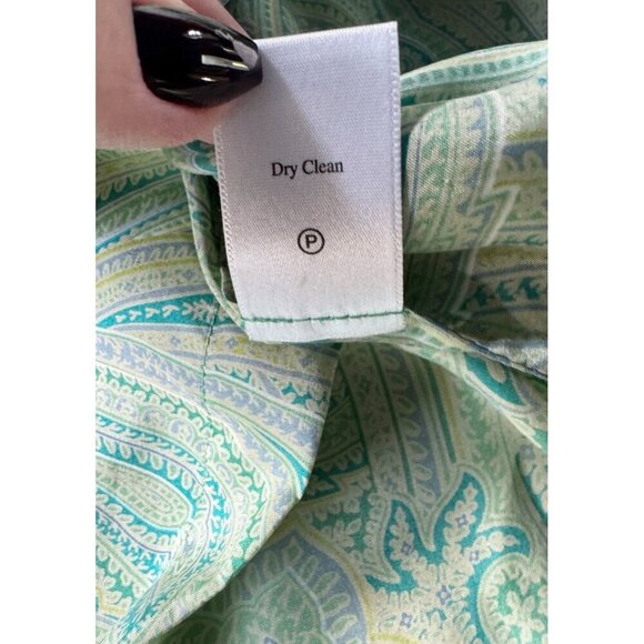 Coldwater Creek Woman's Sz L Green Turquoise Silk Embroidered Tunic Blouse - Picture 6 of 9